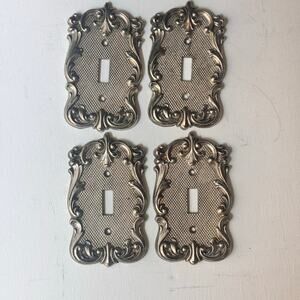 Vintage 1972 American Tack & Hardware Ornate Brass Switch Plate Covers - 4